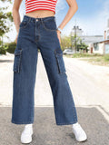 Navy Blue Solid Plain Straight Fit Jeans | BG78 - view 1