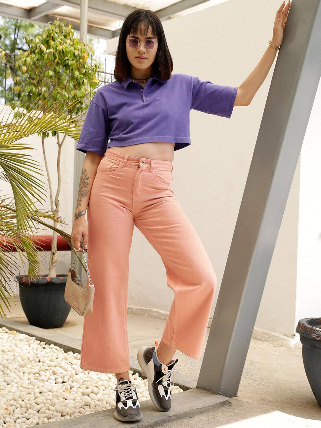 Yellow Solid Plain Straight Fit Jeans | ST23 - view 7