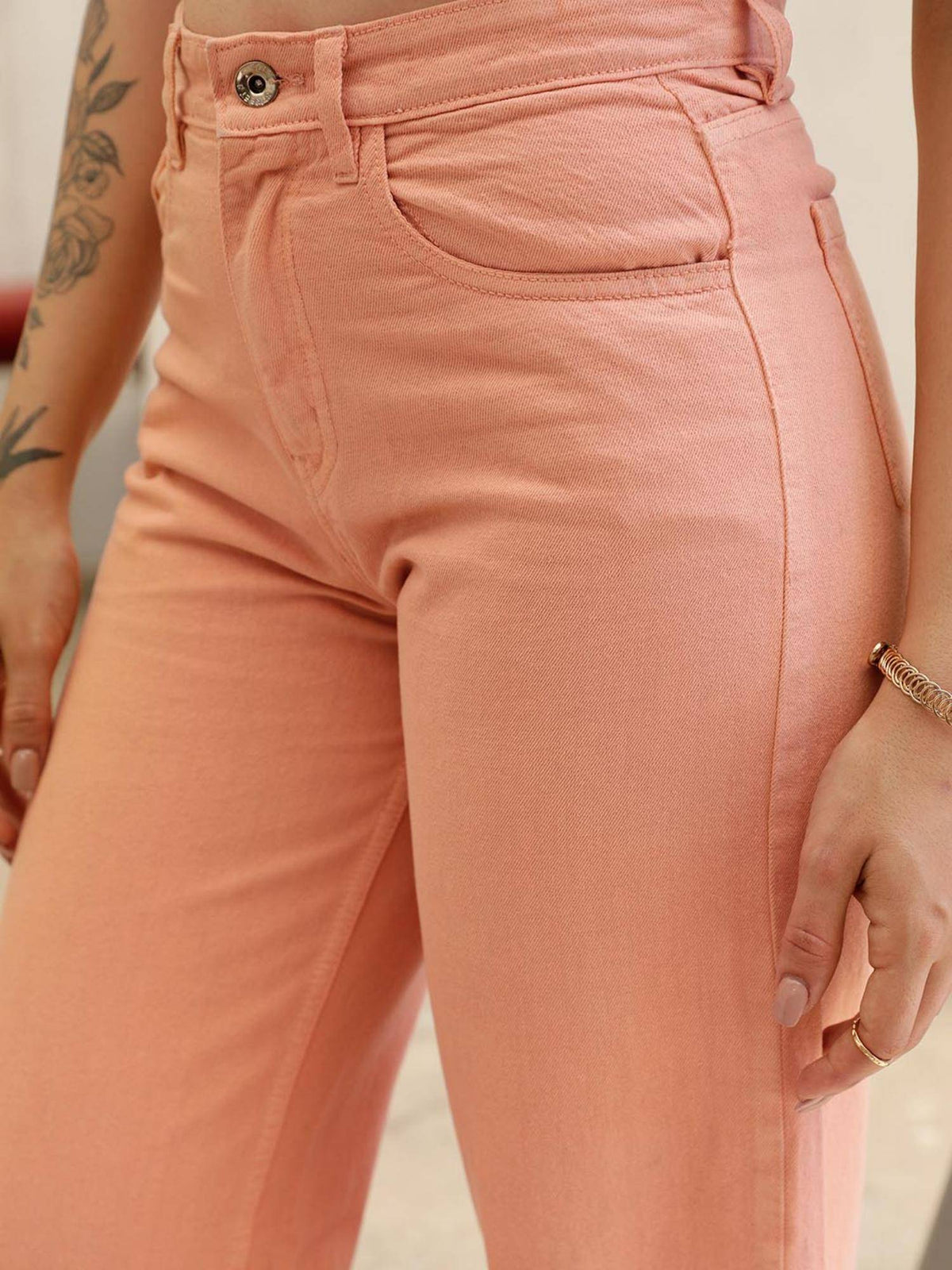 Yellow Solid Plain Straight Fit Jeans | ST23 - view 9