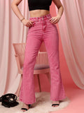 Pink Solid Plain Bootcut Fit Jeans | BT10 - view 1