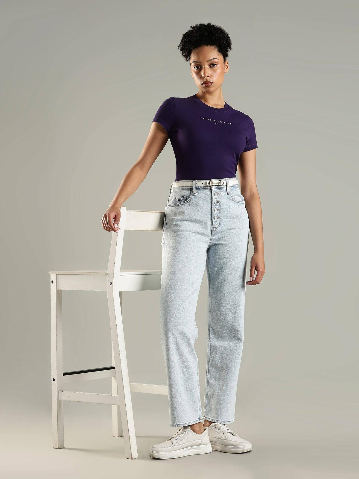 Blue Solid Plain Straight Fit Jeans | ST23 - view 5