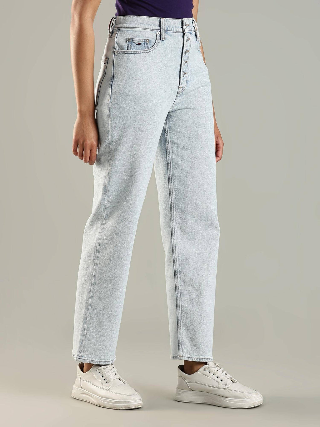 Blue Solid Plain Straight Fit Jeans | ST23 - view 6