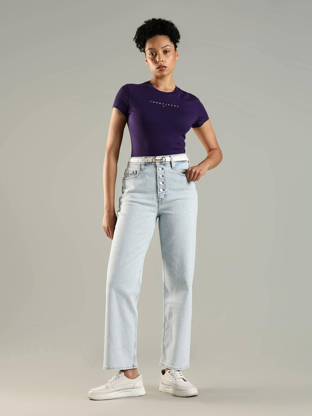 Blue Solid Plain Straight Fit Jeans | ST23 - view 7