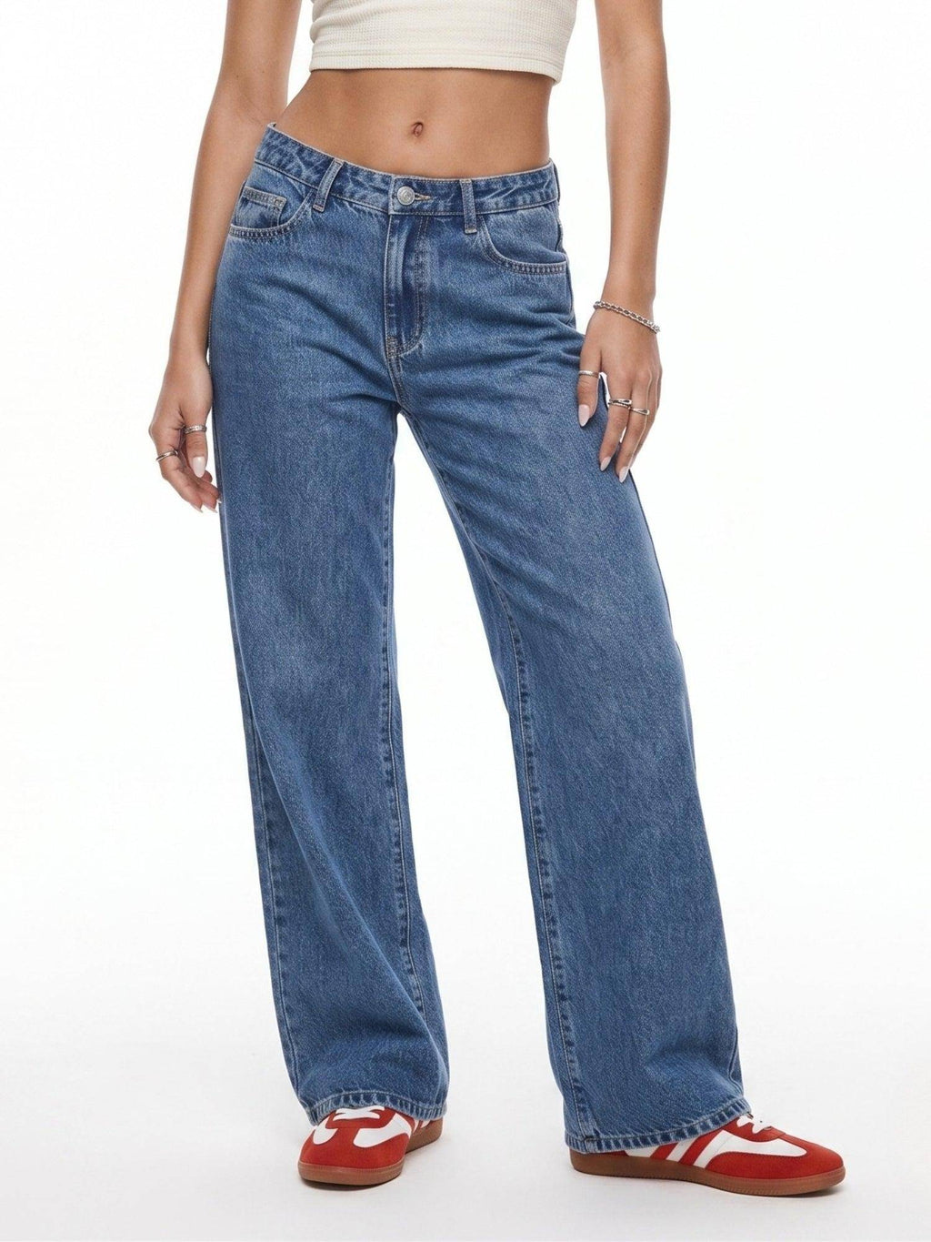 Blue Solid Plain Regular Fit Jeans | RF89 - view 1