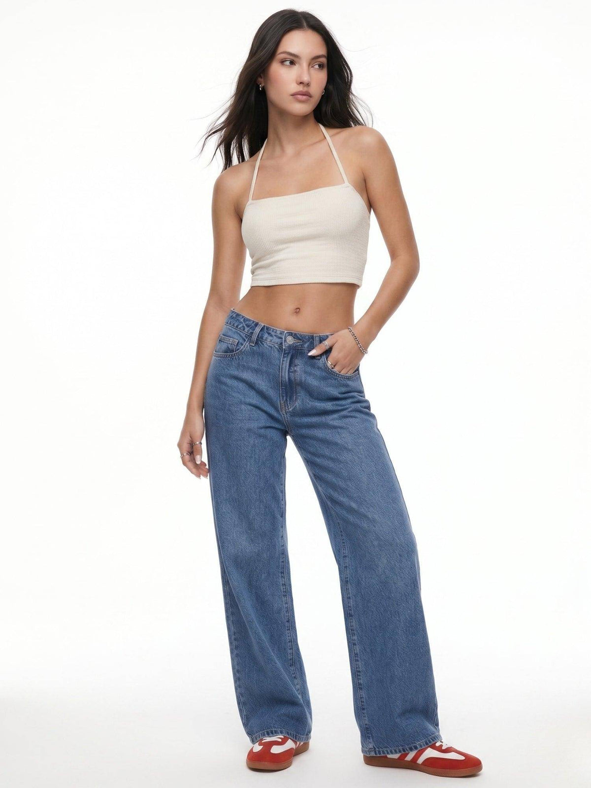 Blue Solid Plain Regular Fit Jeans | RF89 - view 2