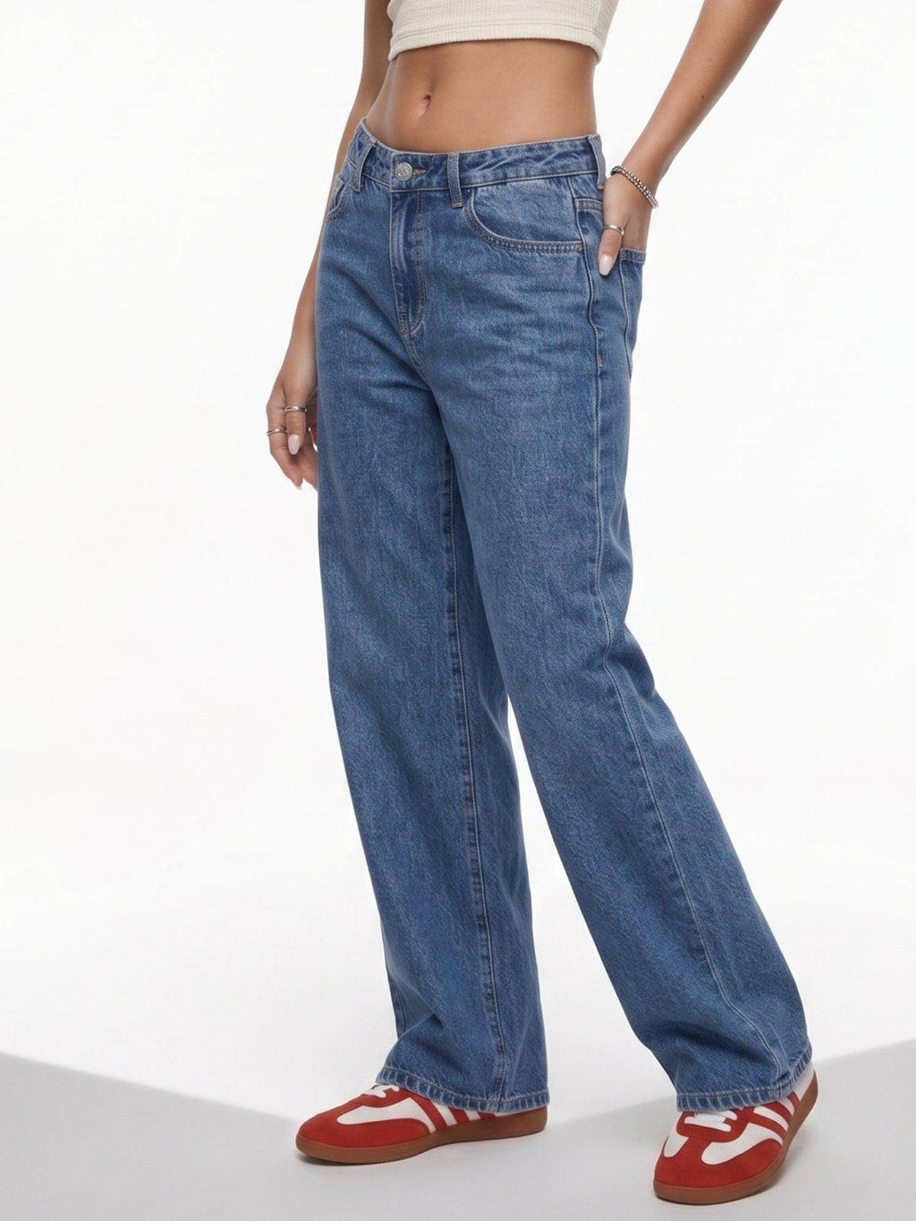 Blue Solid Plain Regular Fit Jeans | RF89 - view 3