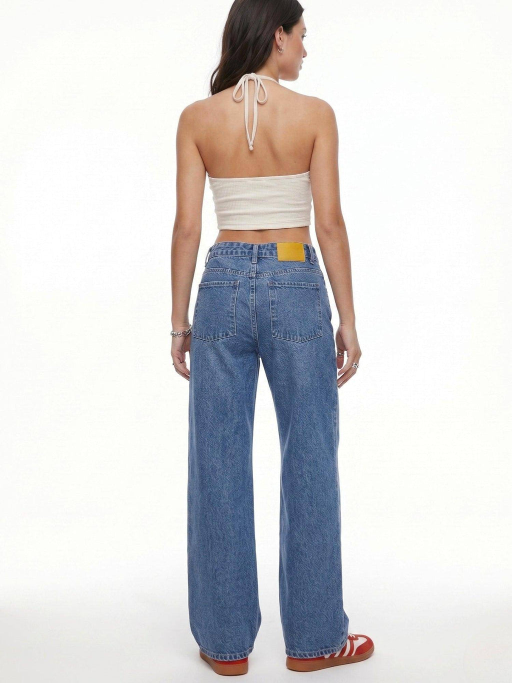 Blue Solid Plain Regular Fit Jeans | RF89 - view 4