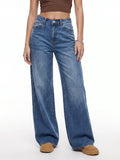 Blue Solid Plain Wide Fit Jeans | WL90 - view 1