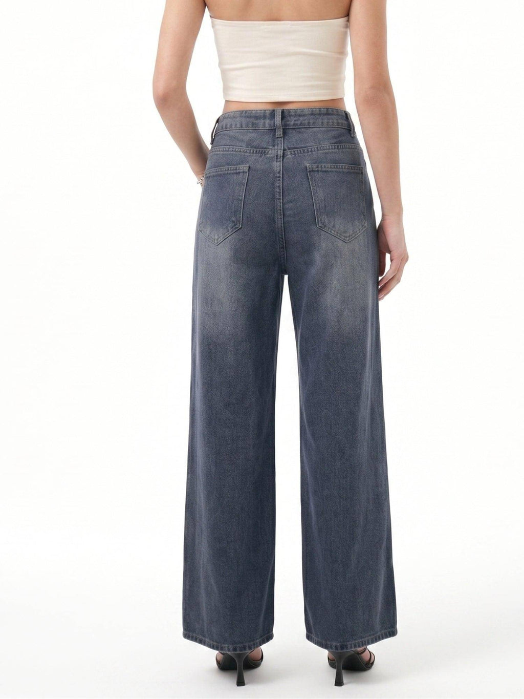 Navy Blue Solid Plain Regular Fit Jeans | ST23 - view 4