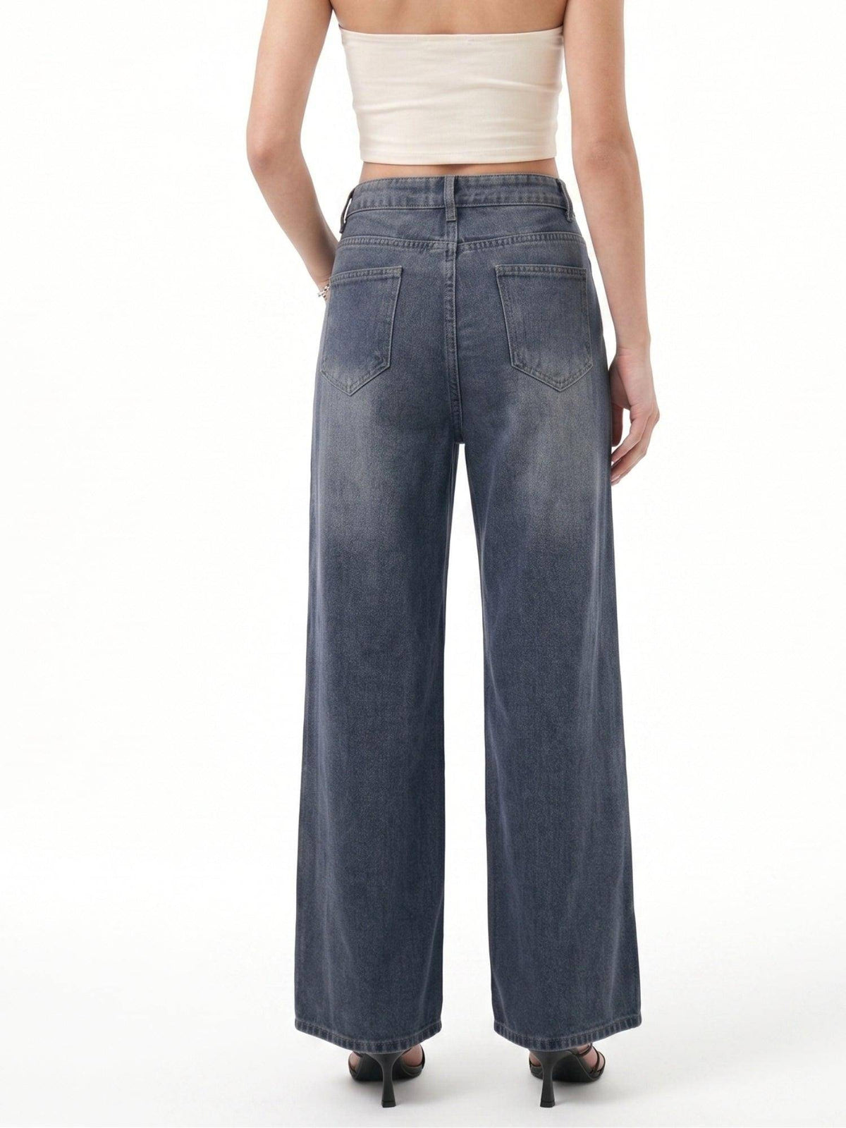 Navy Blue Solid Plain Regular Fit Jeans | ST23 - view 4