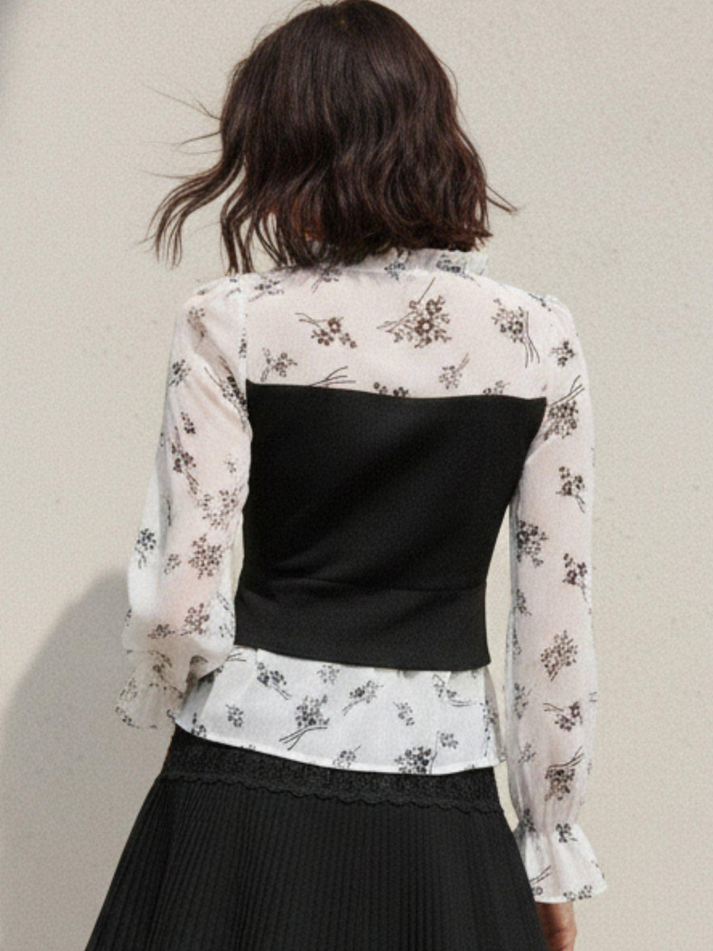 Black Bishop Sleeve Contrast Tube Top | TT90 - view 2
