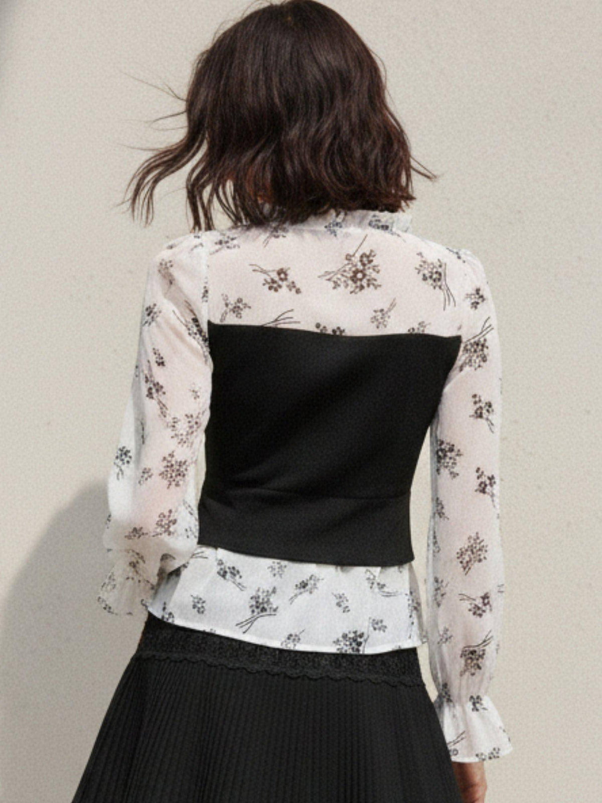 Black Bishop Sleeve Contrast Tube Top | TT90 - view 2
