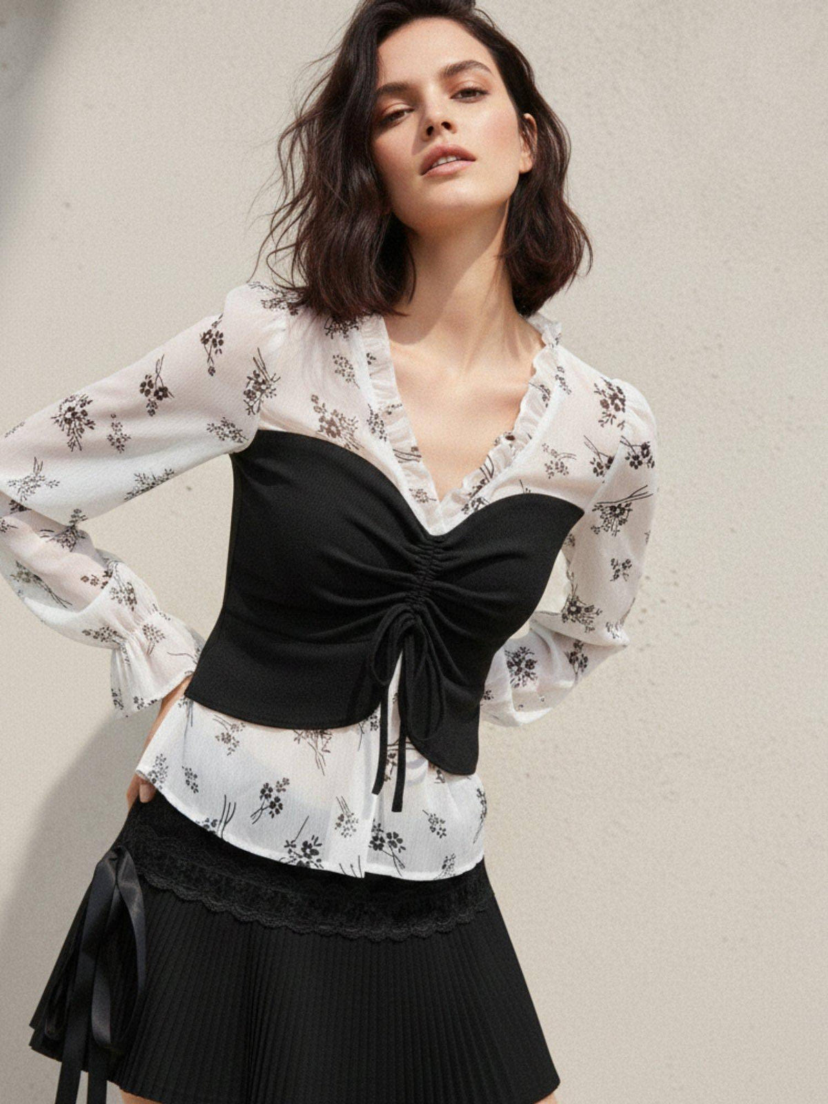 Black Bishop Sleeve Contrast Tube Top | TT90 - view 5