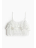 Women White Embroide Mesh Strappy Top | TT90 - view 1