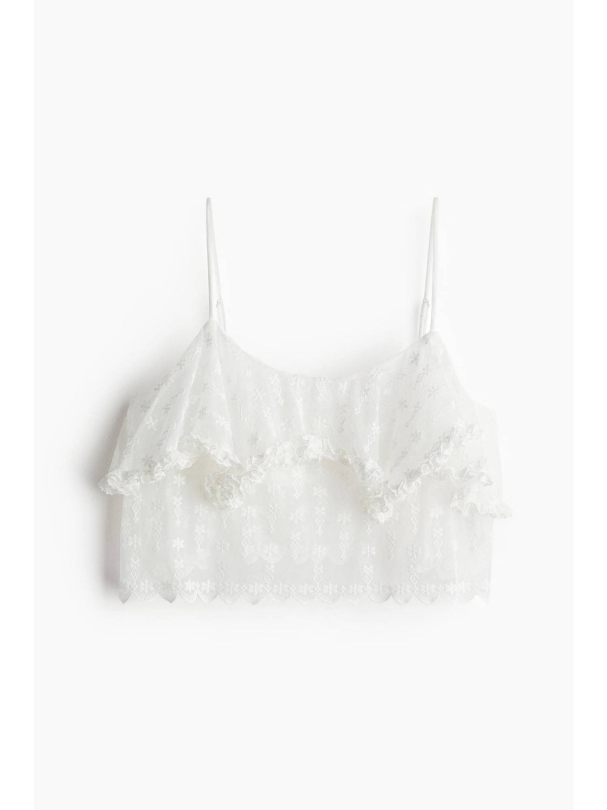 Women White Embroide Mesh Strappy Top | TT90 - view 1