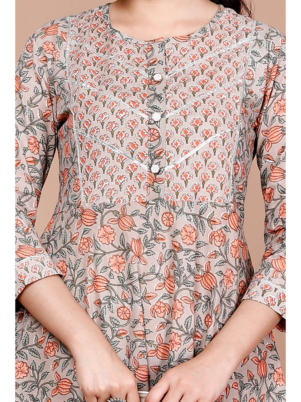Cotton Floral Printed Anarkali Kurta for Women | U3S - view 2