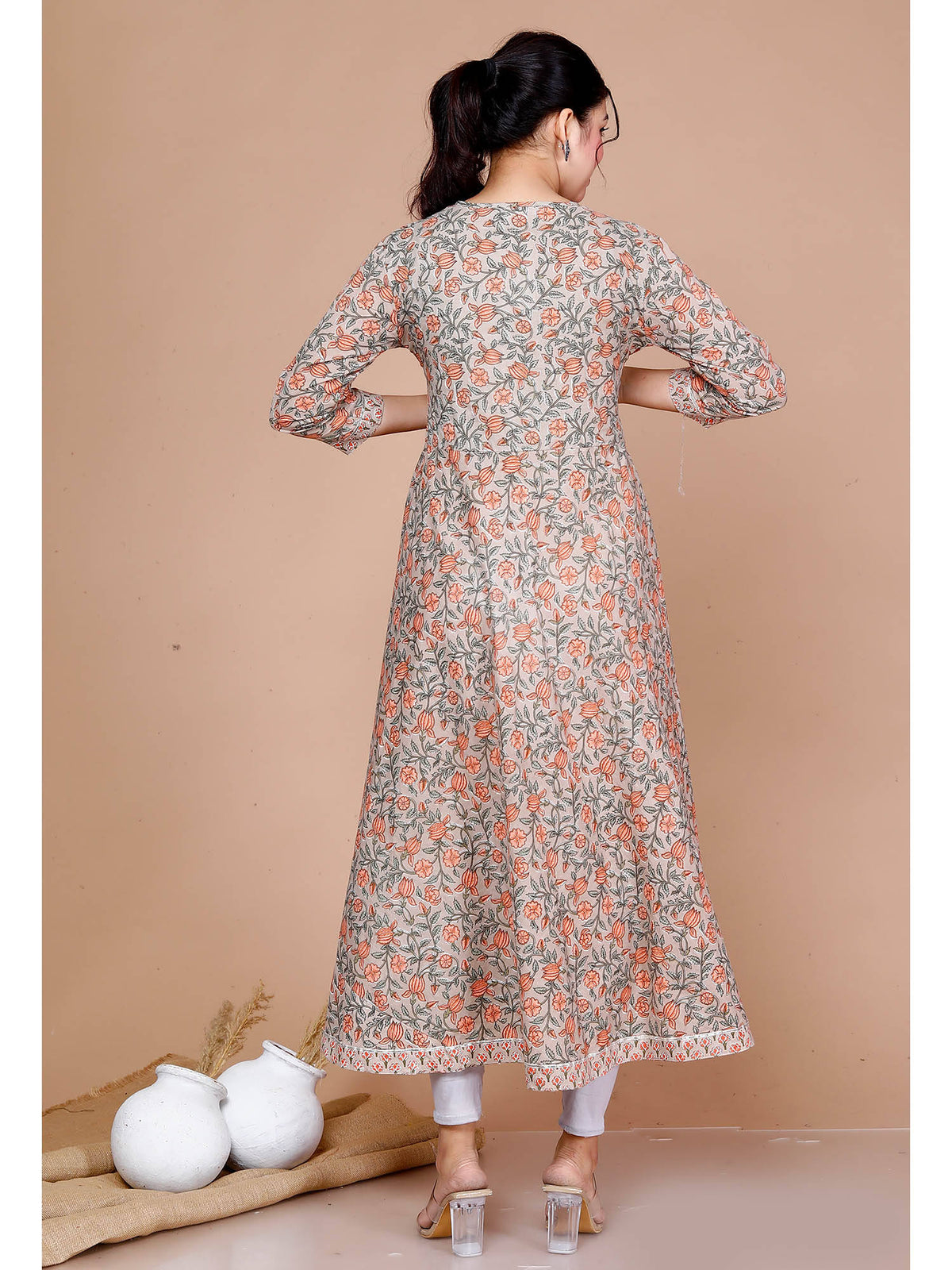 Cotton Floral Printed Anarkali Kurta for Women | U3S - view 3