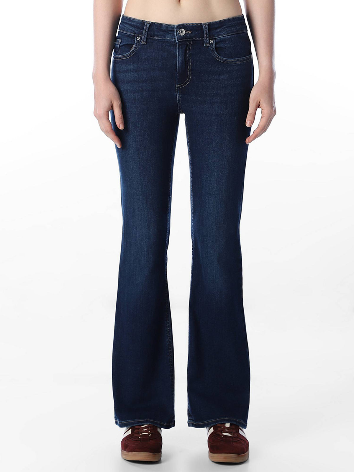 Women Solid Mid Rise Blue Jeans | O24 - view 1