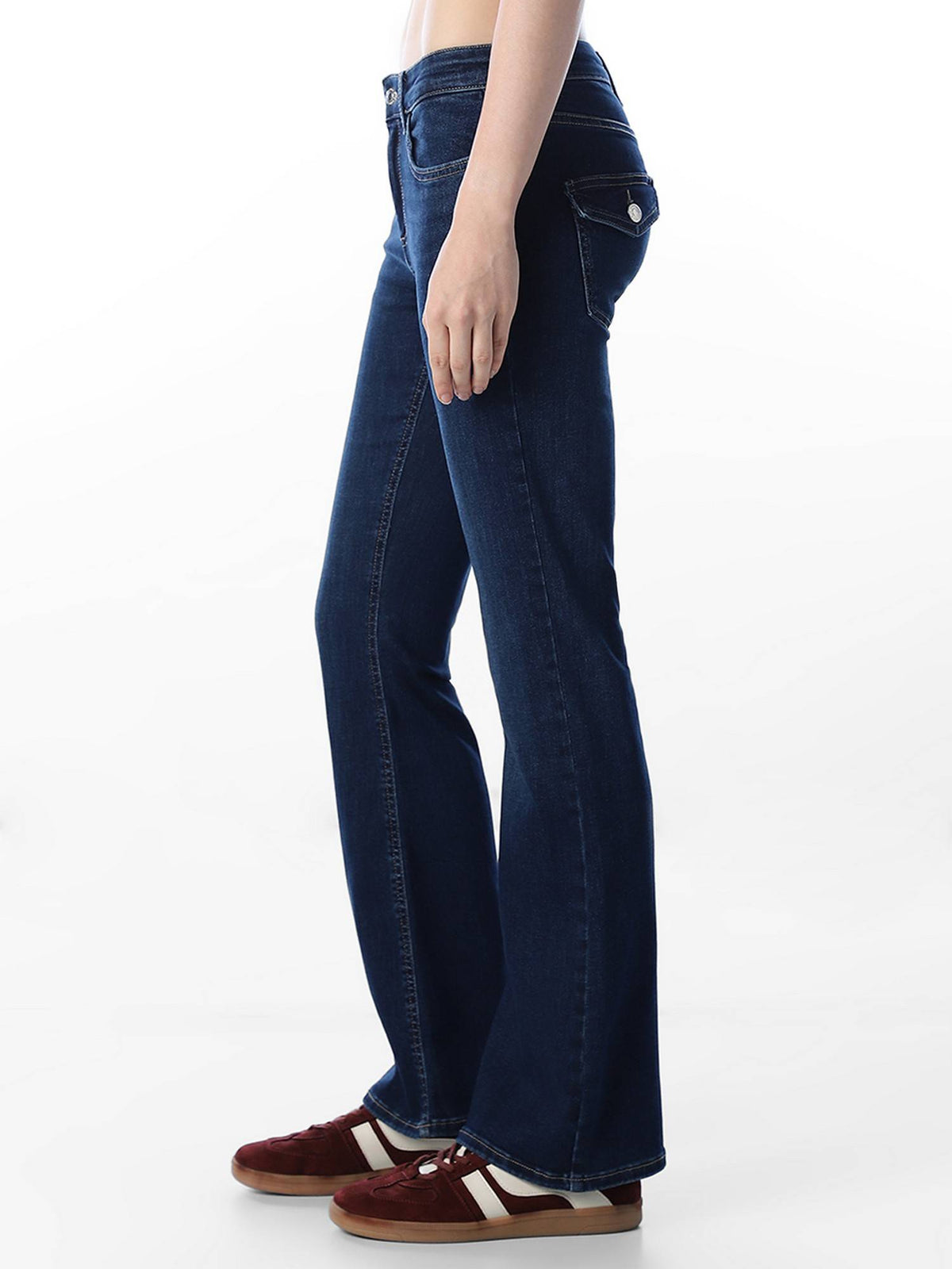 Women Solid Mid Rise Blue Jeans | O24 - view 4