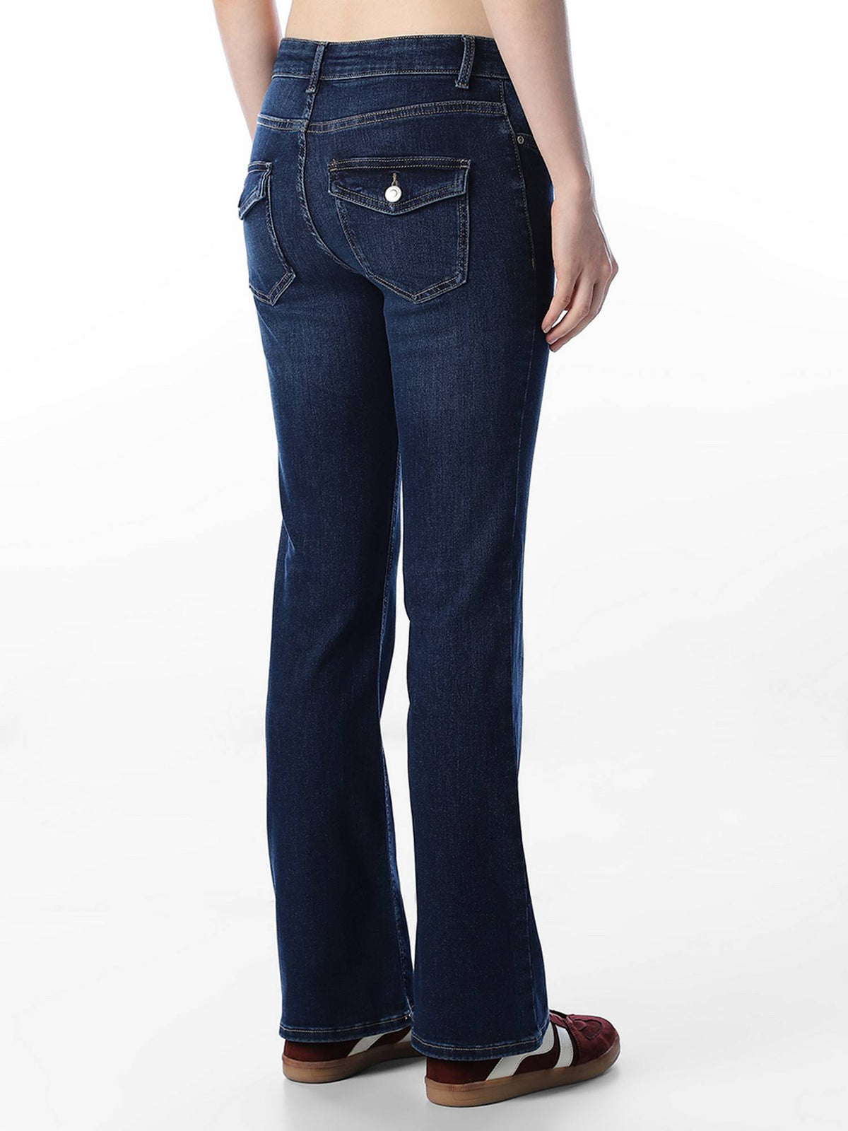 Women Solid Mid Rise Blue Jeans | O24 - view 5
