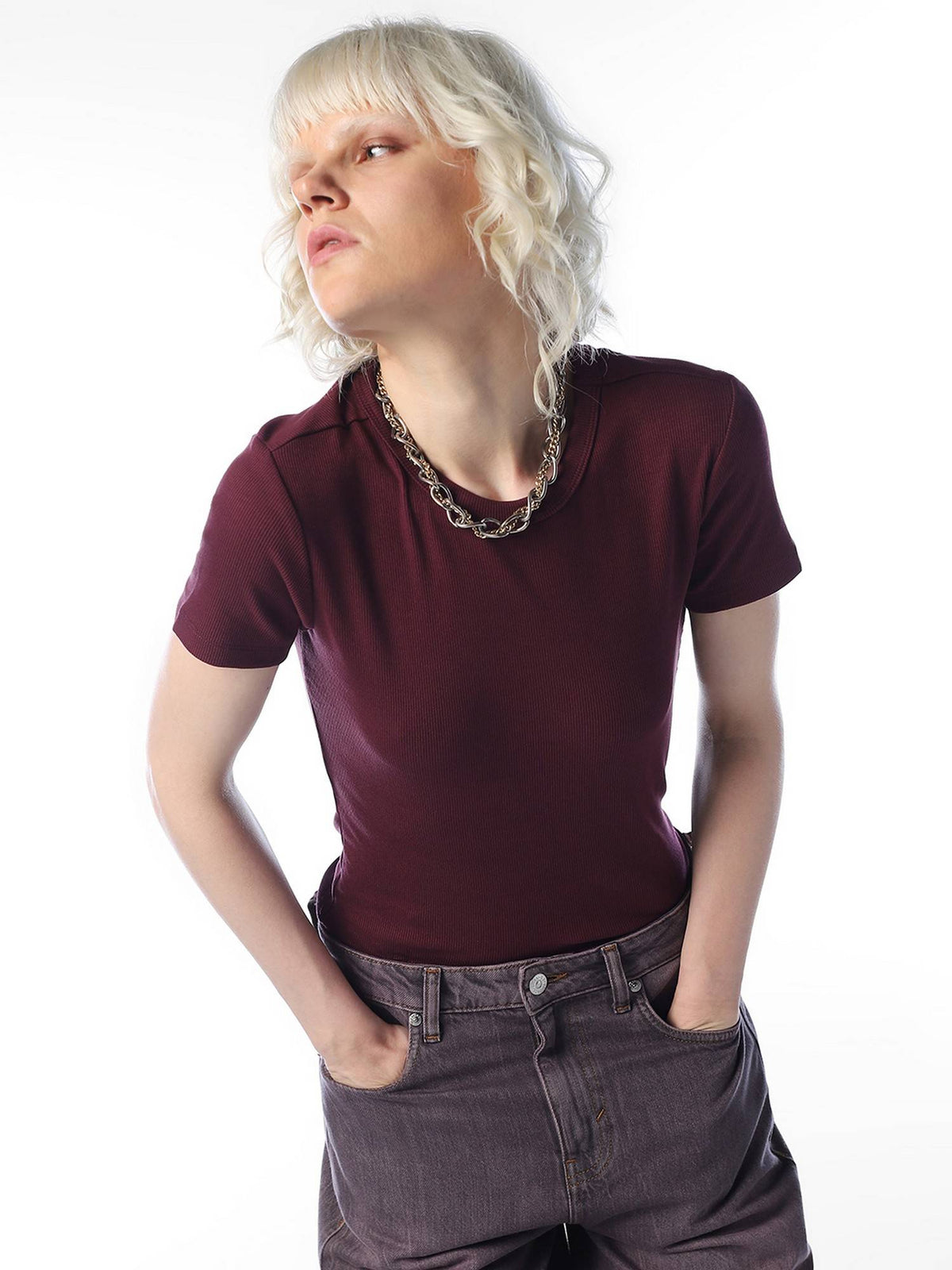Women Solid Regular Fit Maroon T-Shirt | O24 - view 1