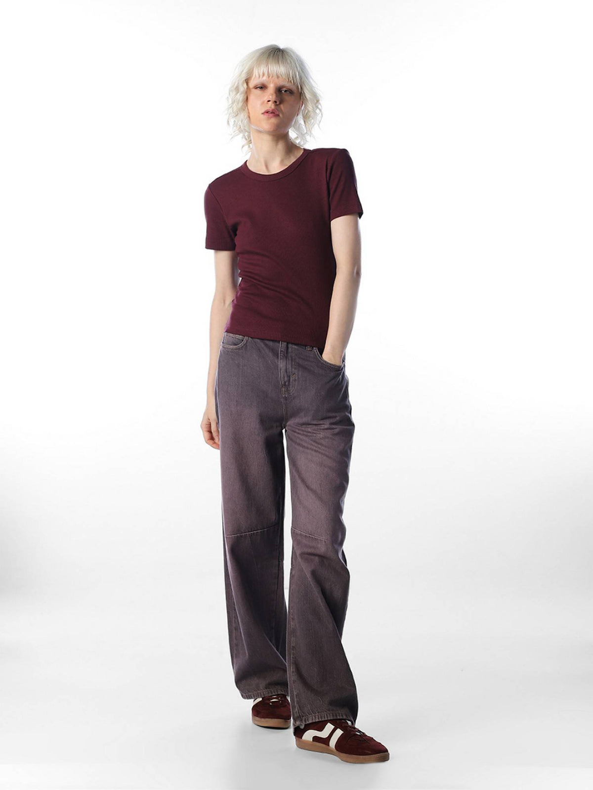 Women Solid Regular Fit Maroon T-Shirt | O24 - view 2