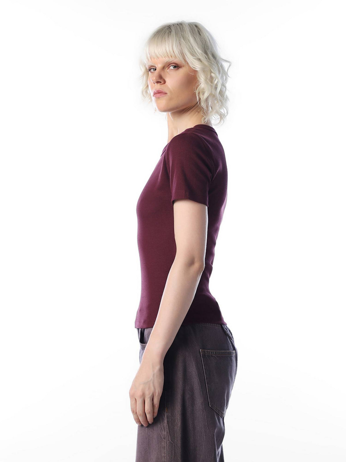 Women Solid Regular Fit Maroon T-Shirt | O24 - view 5