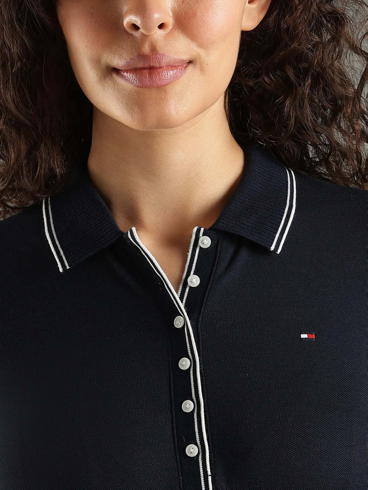 Solid Navy Blue Slim Fit Lyocell Polo T-Shirt | PW43 - view 4