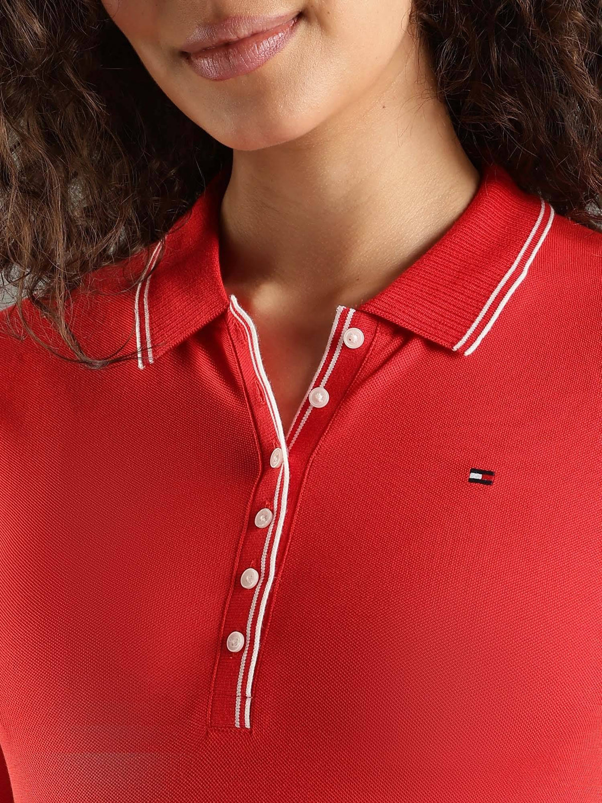 Solid Red Slim Fit Lyocell Polo T-Shirt | PW43 - view 4