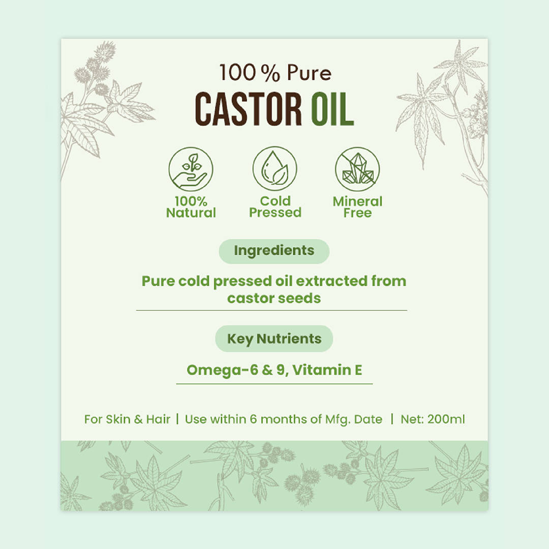 100% Pure Cold Pressed Castor Oil For Hair Growth, Eyelash, Eyebrows & Skin Moisturizer | E20 - view 3