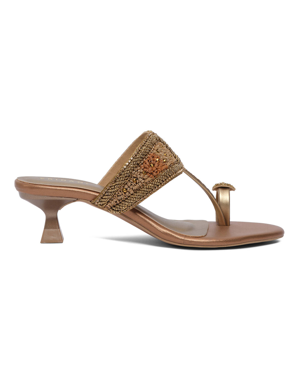 Leela Antique Kolhapuri Sandals Heels | H78 - view 3