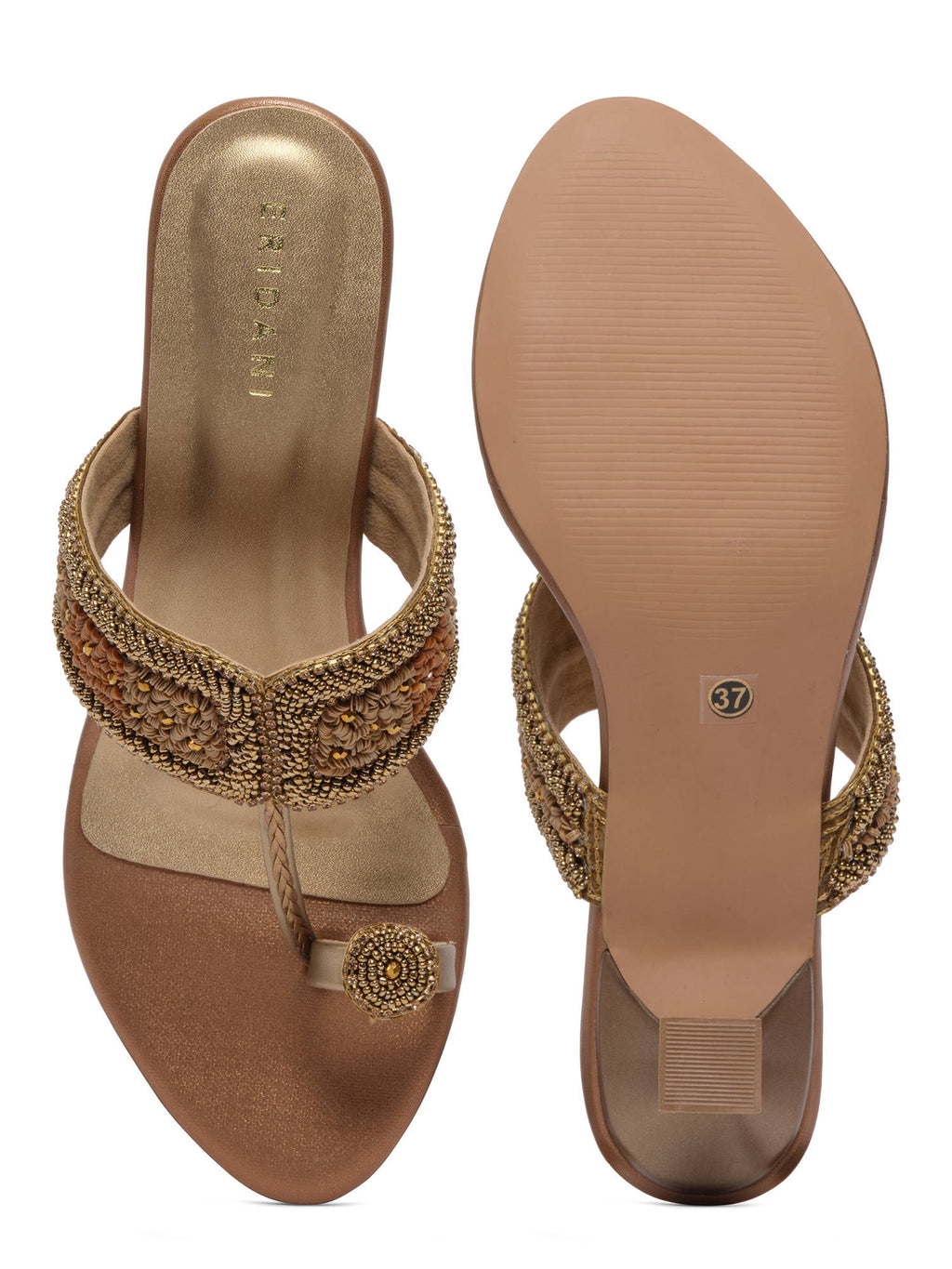 Leela Antique Kolhapuri Sandals Heels | H78 - view 4