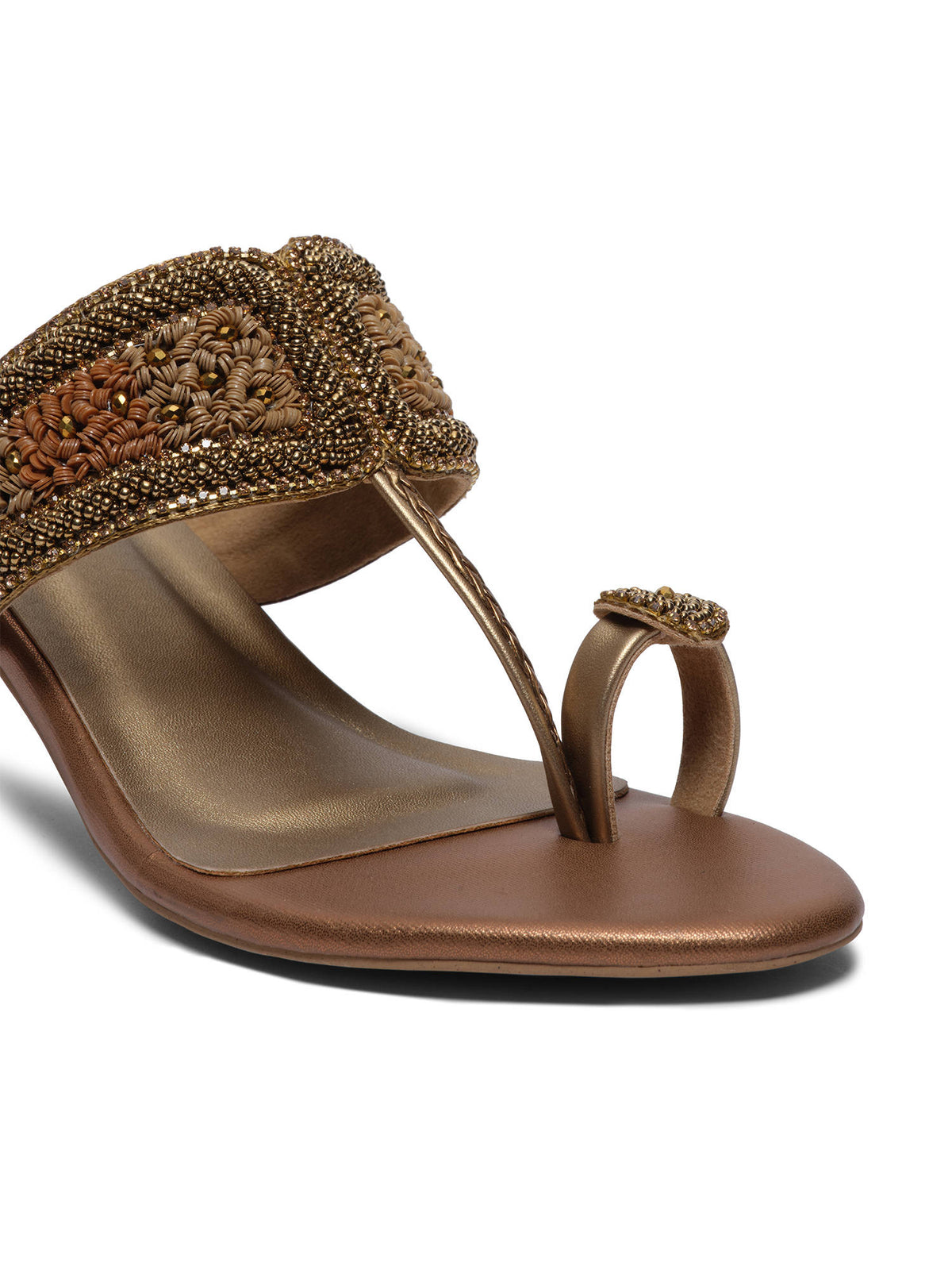 Leela Antique Kolhapuri Sandals Heels | H78 - view 6