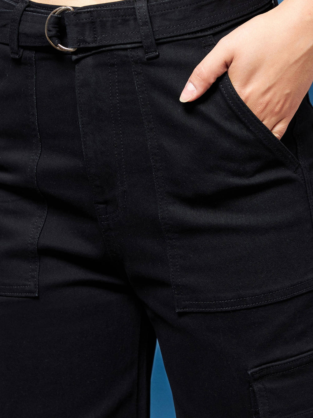 Womens Black Wide Leg High Rise Regular Stretchable Denim Jeans | RF89 - view 6