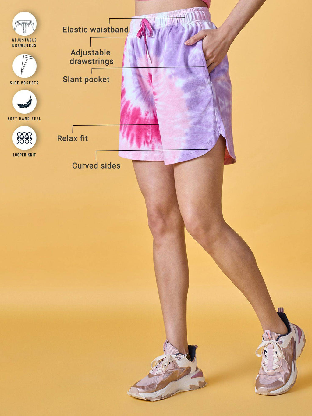 Printed Terry Shorts NYAT287 Pink Tie Dye - view 3