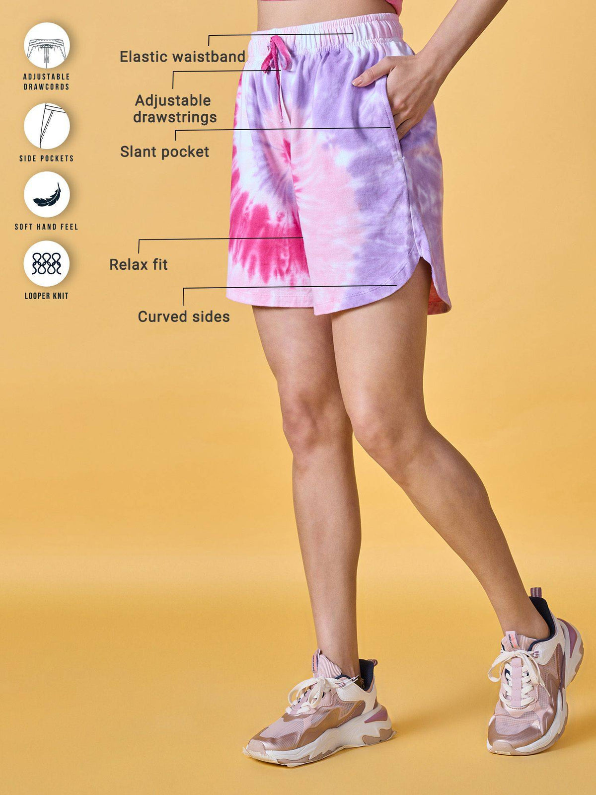 Printed Terry Shorts NYAT287 Pink Tie Dye - view 3