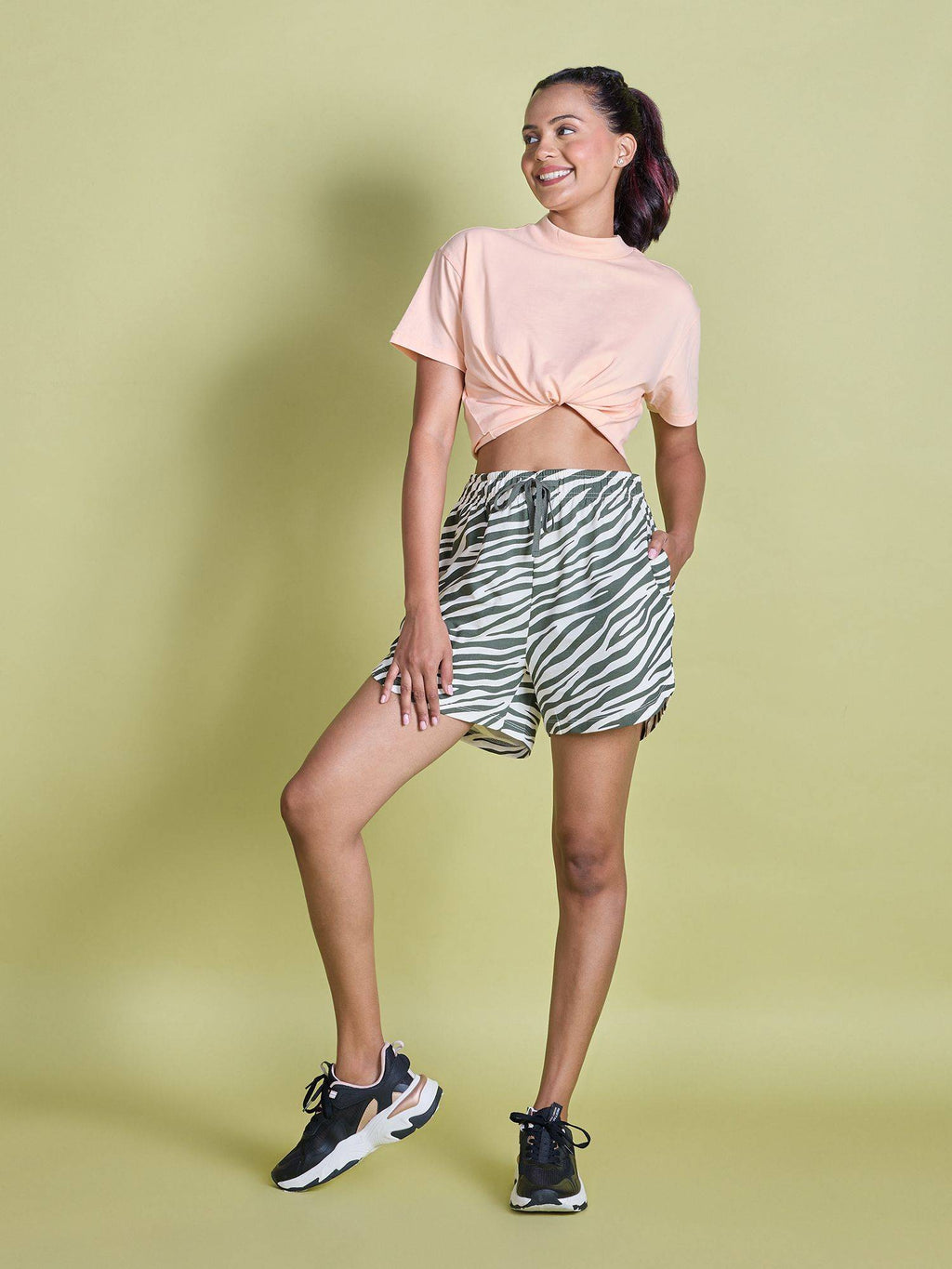 Printed Terry Shorts NYAT287 Zebra Green - view 1