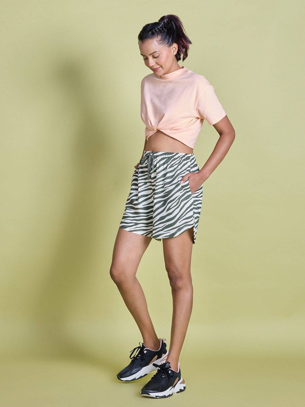 Printed Terry Shorts NYAT287 Zebra Green - view 7