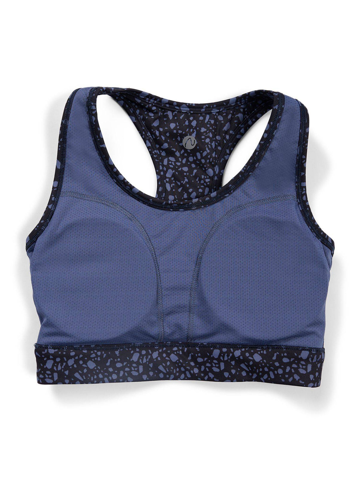 Medium Impact Sports Bra with Keyhole Back, Batik Black Print - | sb09 - view 14