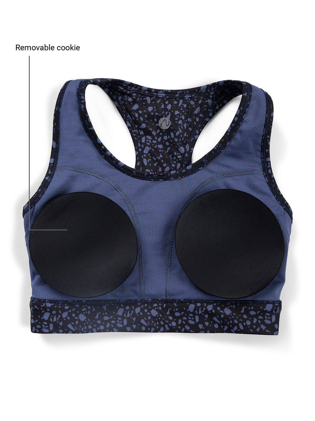Medium Impact Sports Bra with Keyhole Back, Batik Black Print - | sb09 - view 15