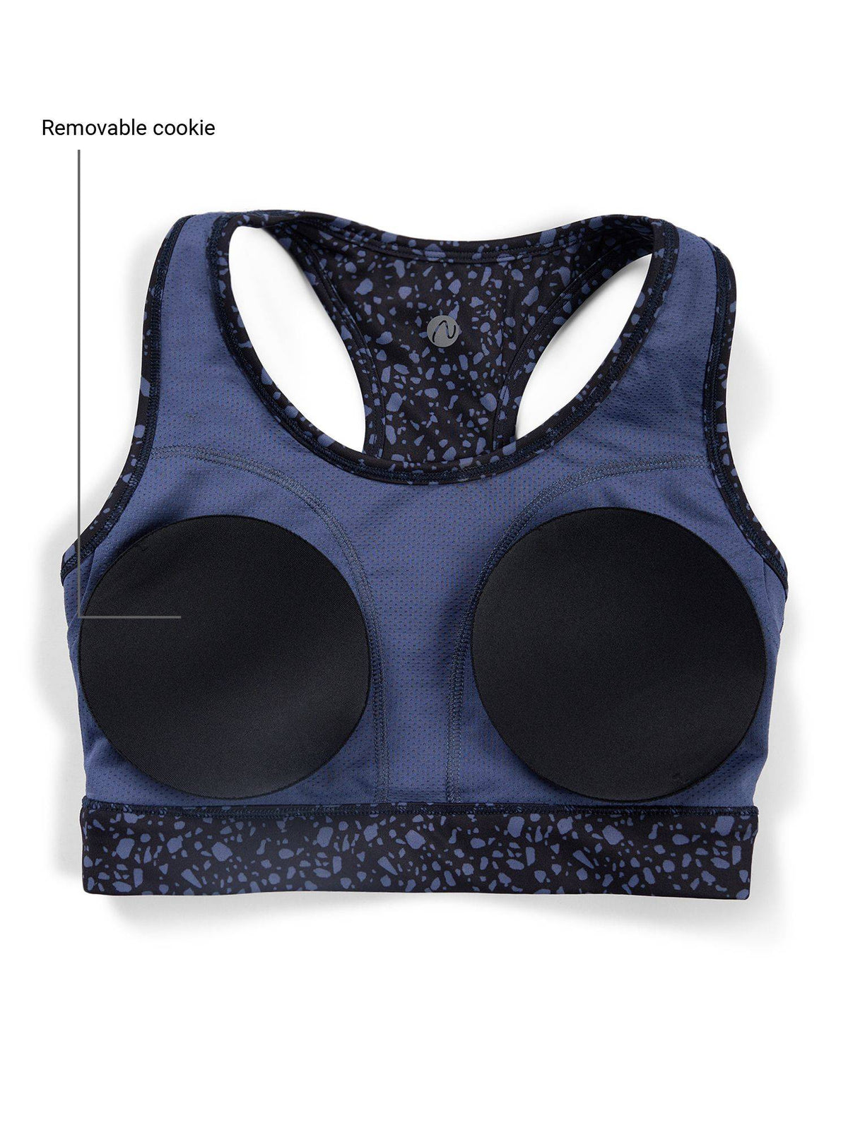 Medium Impact Sports Bra with Keyhole Back, Batik Black Print - | sb09 - view 15