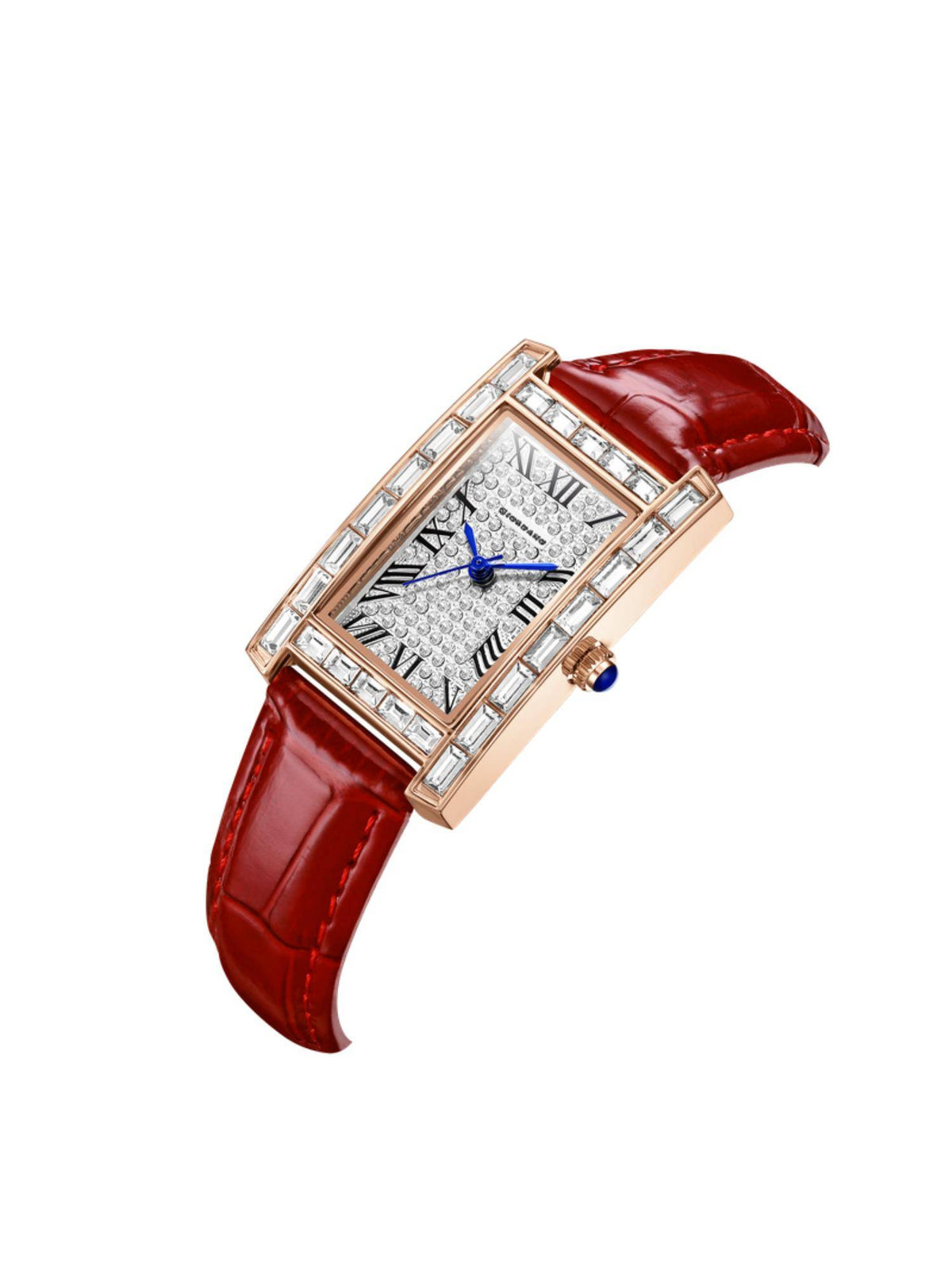 Rectangular Dress Watch for women with Crystal Bezel - White | W92 - view 4