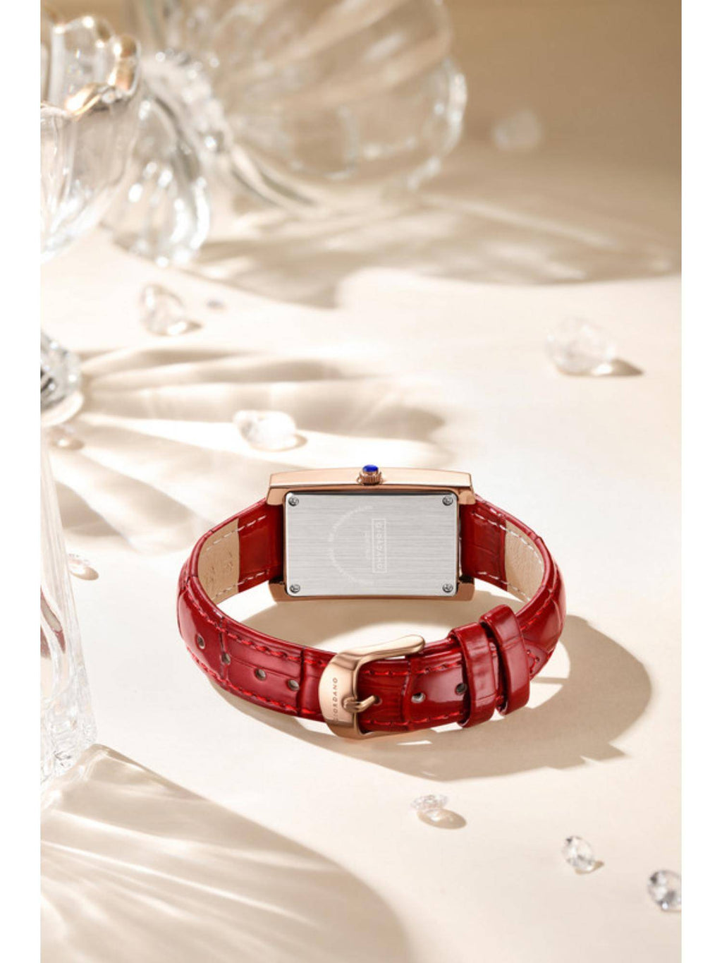 Rectangular Dress Watch for women with Crystal Bezel - White | W92 - view 6