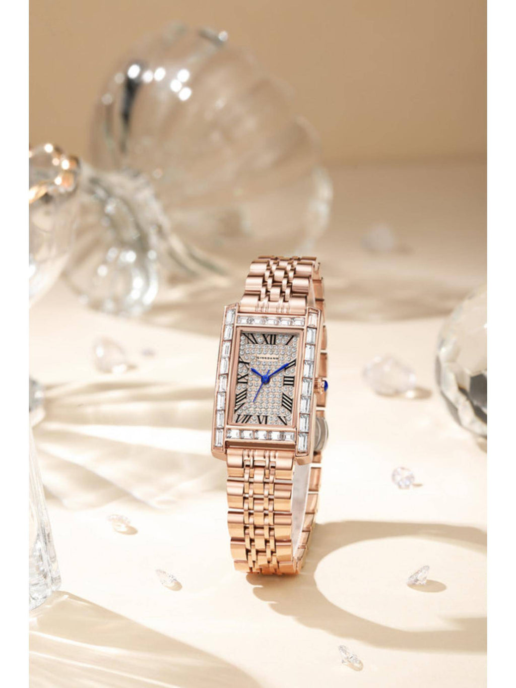 Rectangular Dress Watch for women with Crystal Bezel - White | W92 - view 9