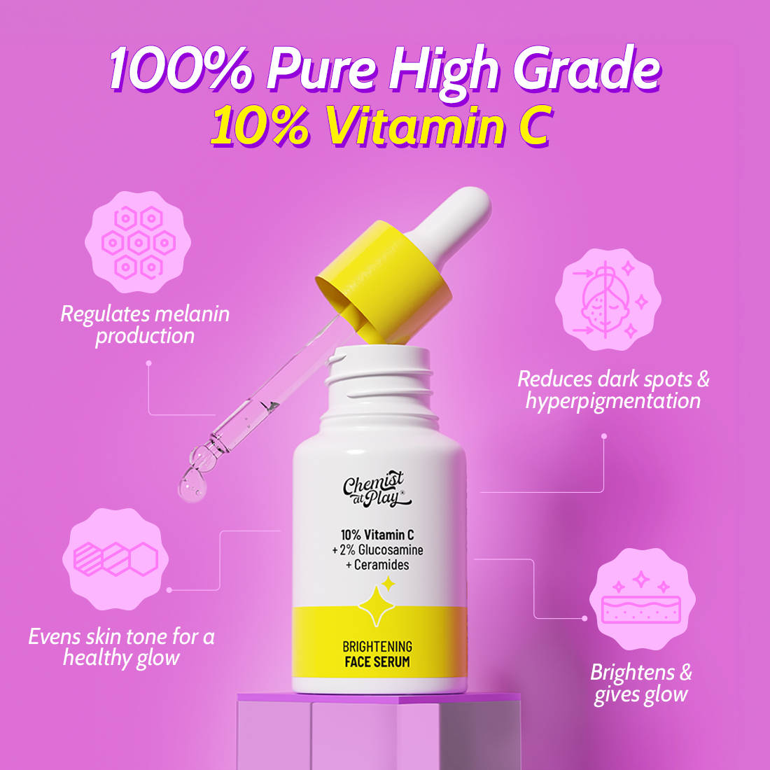 10% Vitamin C Face Serum Brightens Skin Treats Dark Spots & Hyperpigmentation | FC3 - view 2