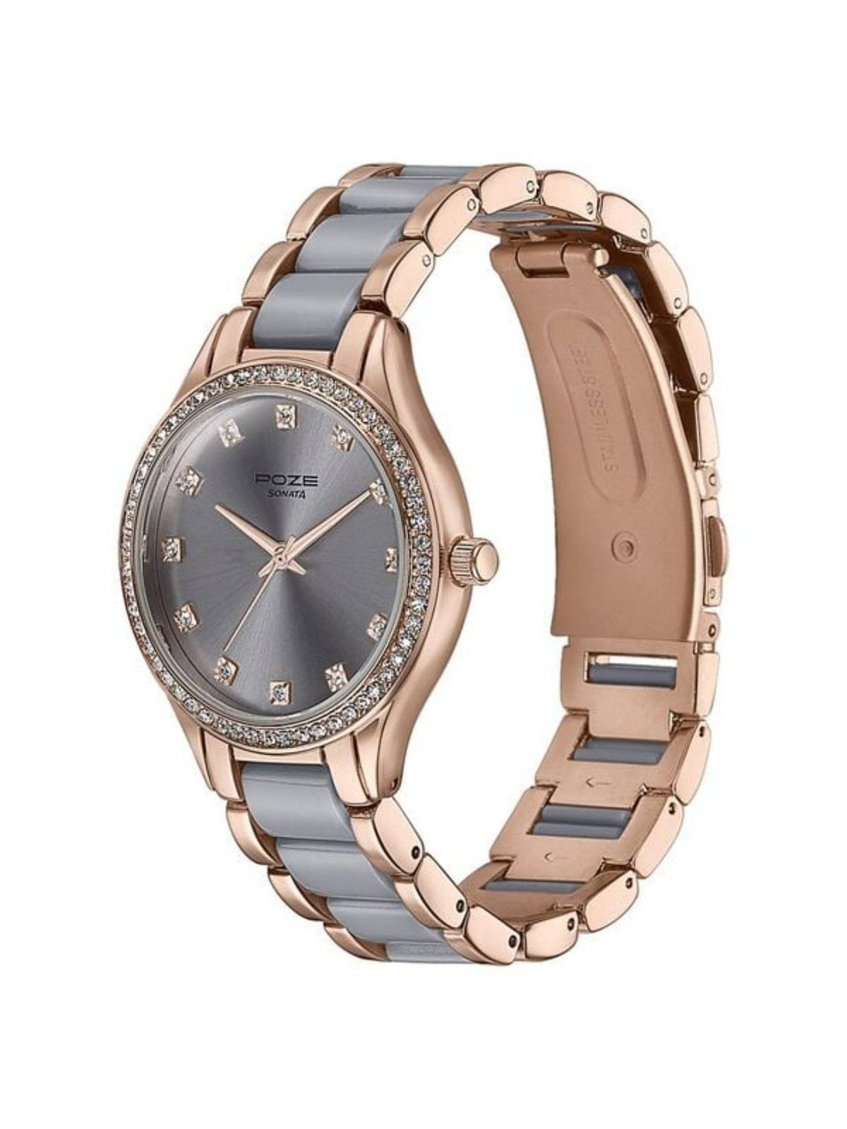 Women POZE DROP 4 Grey Dial Metal Strap Analog Watch - SP80054KM02W | W92 - view 4