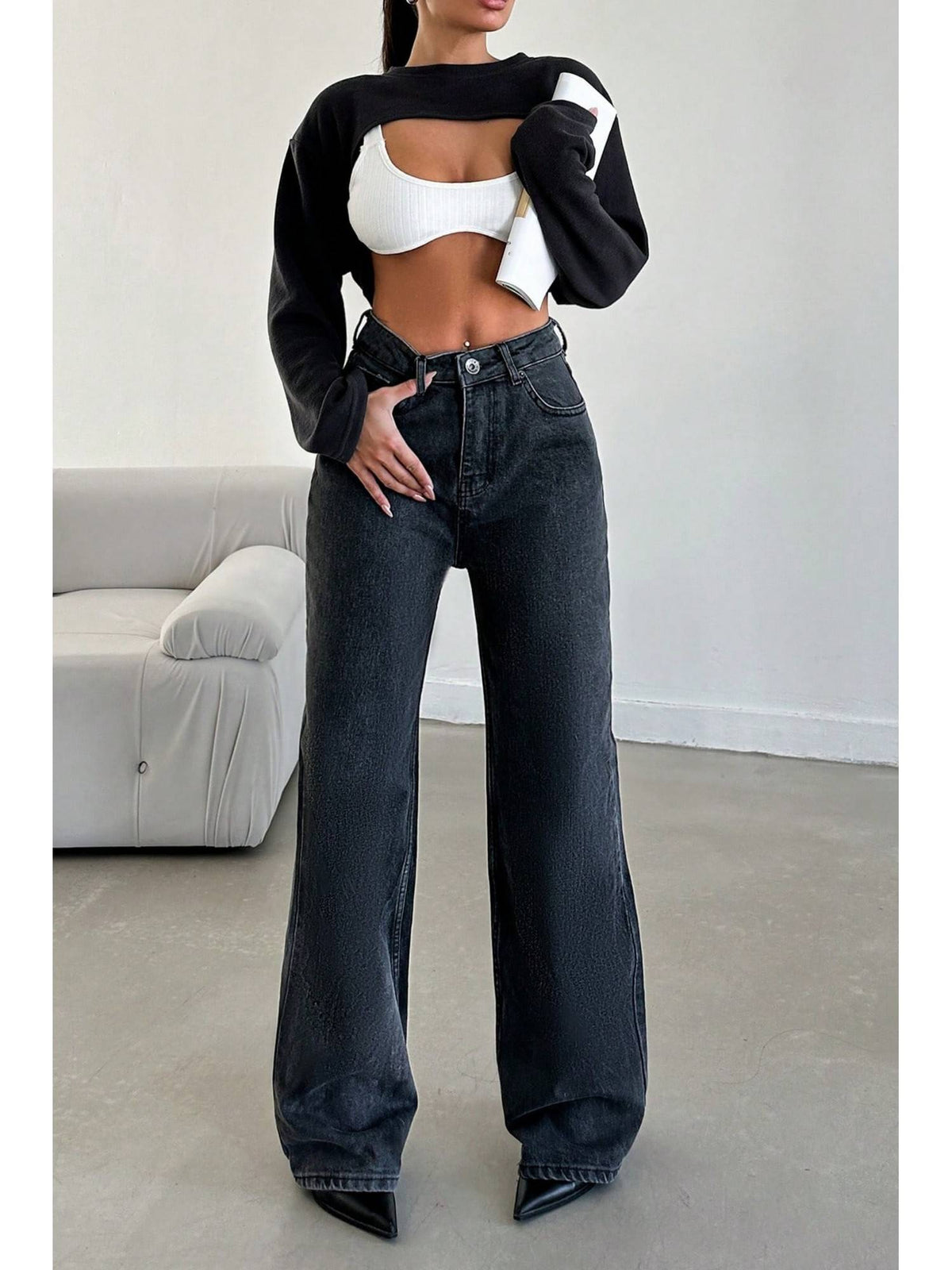 Deep Night Wide Leg Blue Jeans | WL90 - view 5