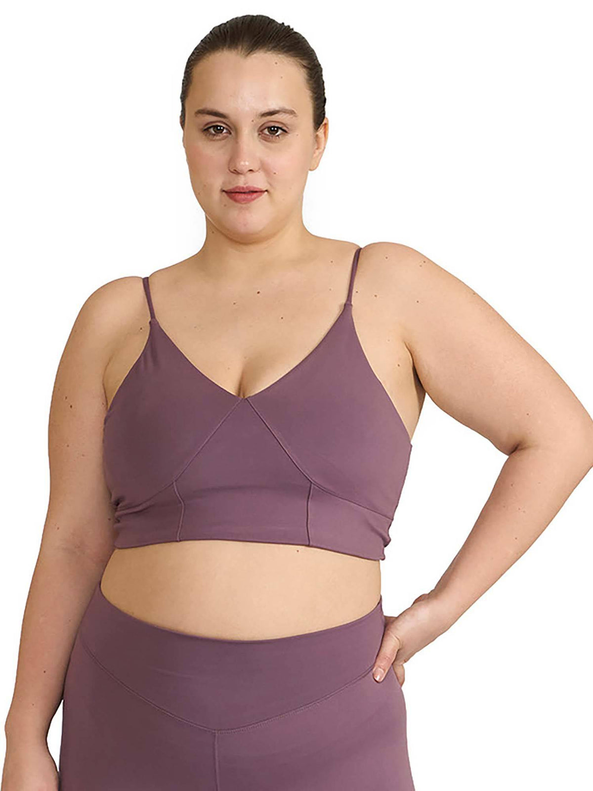 Mauve Zen Cross Back Lightly Padded with Removable Cups Sports Bra | sb09 - view 1