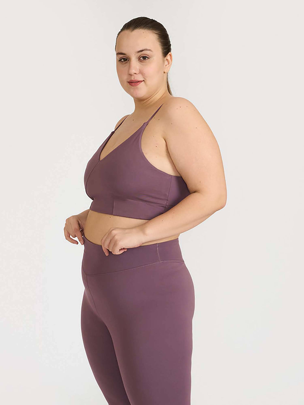 Mauve Zen Cross Back Lightly Padded with Removable Cups Sports Bra | sb09 - view 3