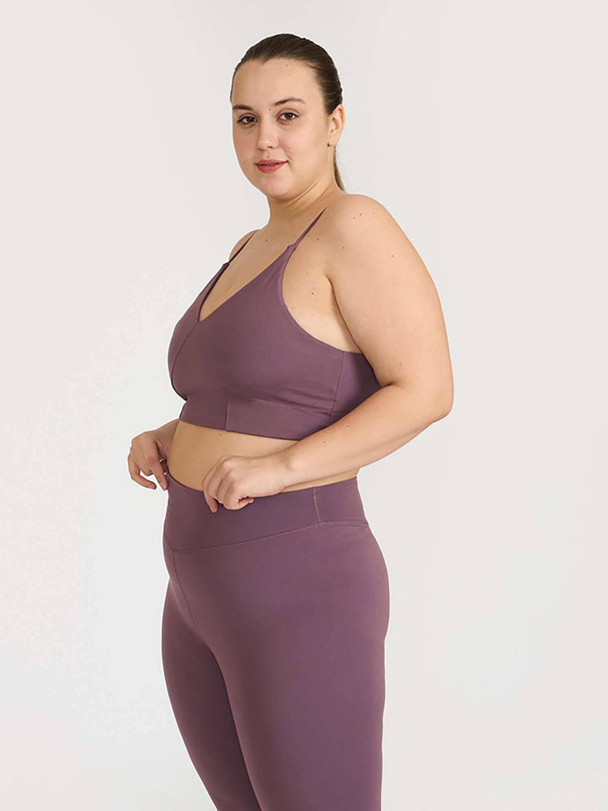 Mauve Zen Cross Back Lightly Padded with Removable Cups Sports Bra | sb09 - view 3